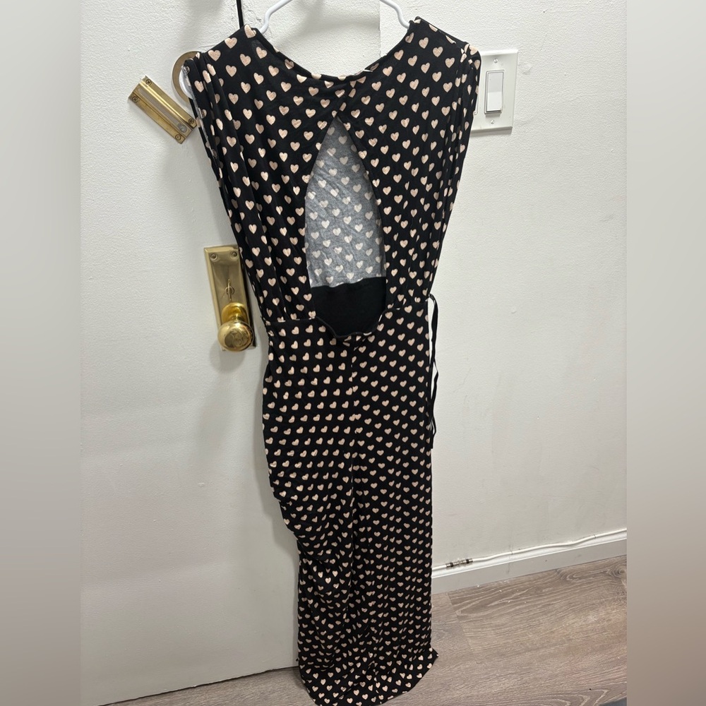 Free People Lakeside Black Dress with Heart Pattern - Picture 2 of 4
